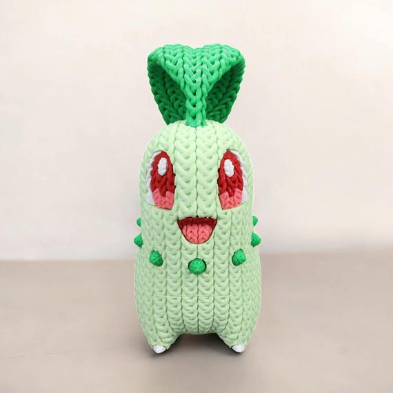 Leaf Dino Figurine, 3D Printed PLA Dinosaur with Crochet-Style Texture, Full Size or Mini, Dinosaur Lover Gift