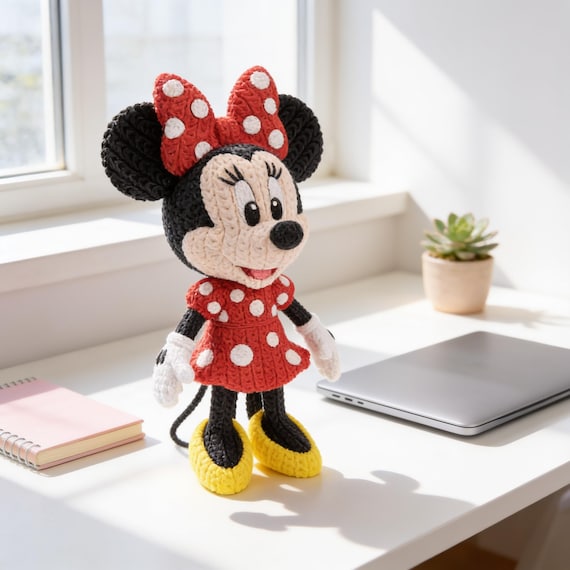 Polka Bow Mouse 3D Printed Figure | Crochet-Style Animal Collectible | Desk Decor | Animal Lover Gift