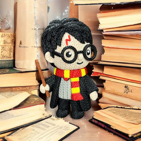 Young Wizard Figurine, 3D Printed PLA with Crochet-Style Texture, Full Size or Mini, Fantasy Collector Gift