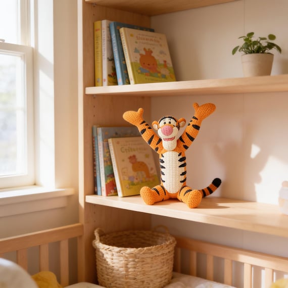 Bouncy Tiger Animal 3D Printed Figure | Crochet-Style Animal Collectible | Shelf Collectible | Animal Lover Gift