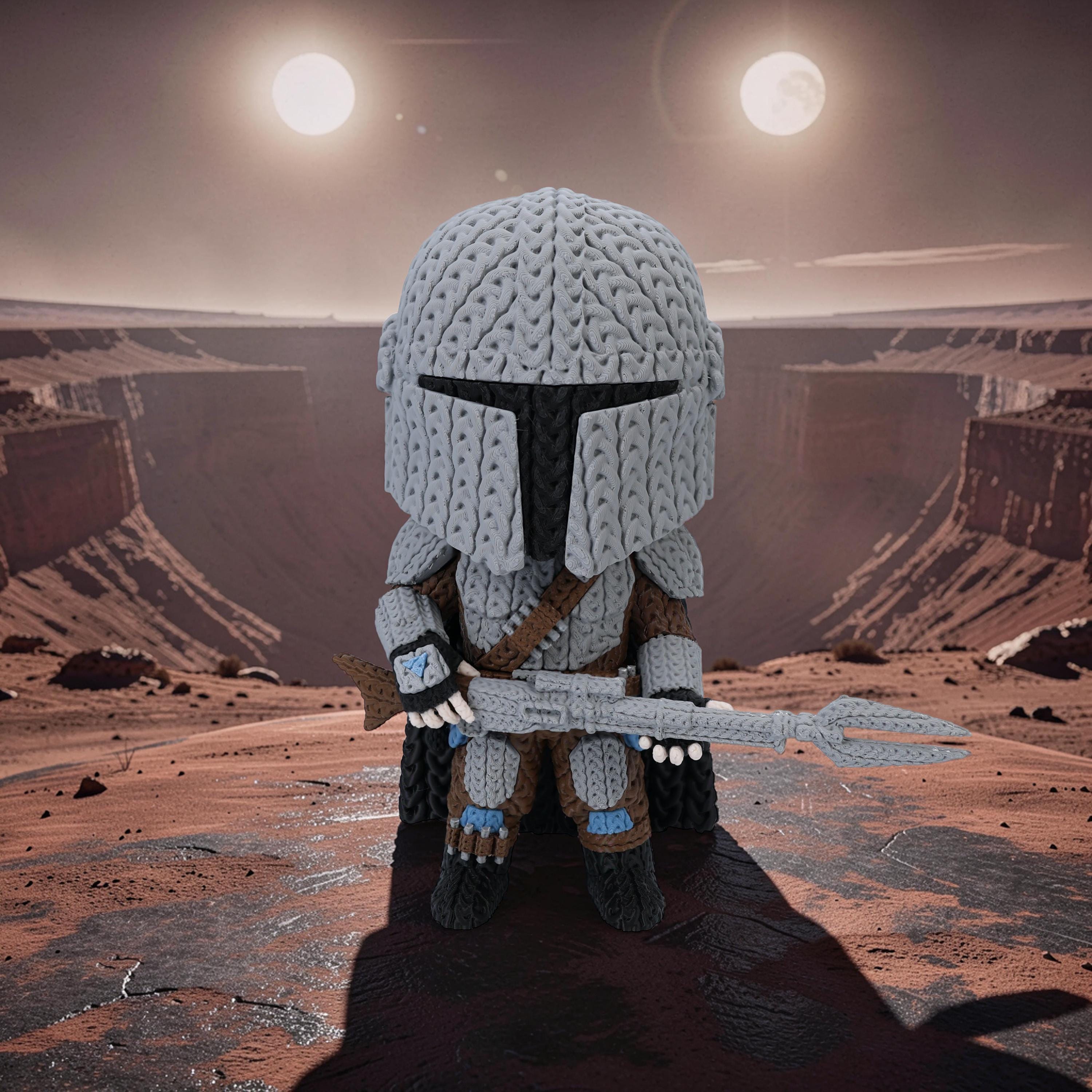 Horned Dinosaur Warrior 3D Printed Figure | Crochet-Style Warrior Collectible | Office Decor | Gamer Gift — photo 1 of 8
