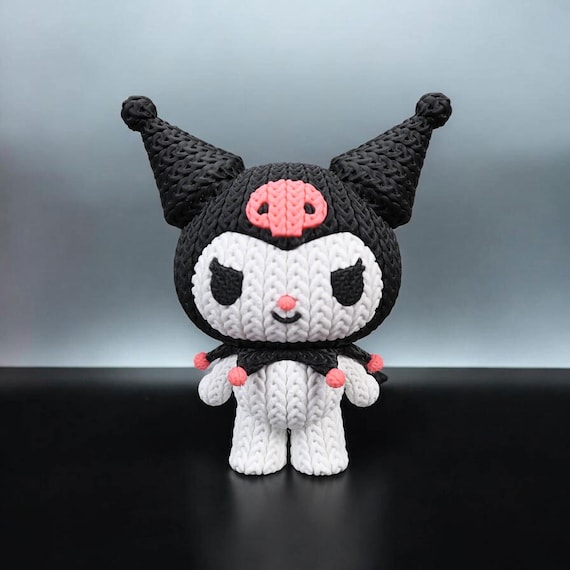 Gothic Bunny Figurine, 3D Printed PLA with Crochet-Style Texture, Full Size or Mini, Gothic Shelf Decor