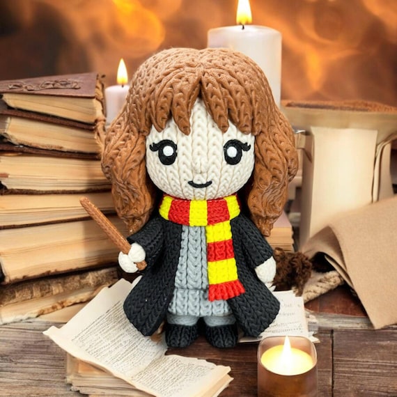 Clever Wizard Figurine, 3D Printed PLA with Crochet-Style Texture, Full Size or Mini, Fantasy Collector Gift