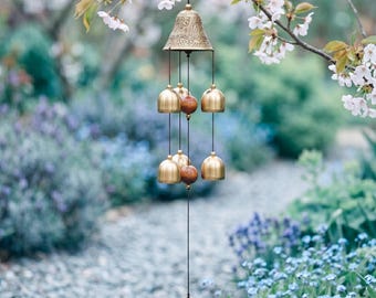 Japanese Copper Wind Chime with 6 Bells – Feng Shui Garden Decor for Patio, Balcony & Zen Outdoor Space