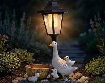Lampada solare da giardino a forma di anatra, lampada a forma di statua di anatra per giardino, decorazione a LED per esterni a forma di animale, lanterna solare da giardino per patio e cortile