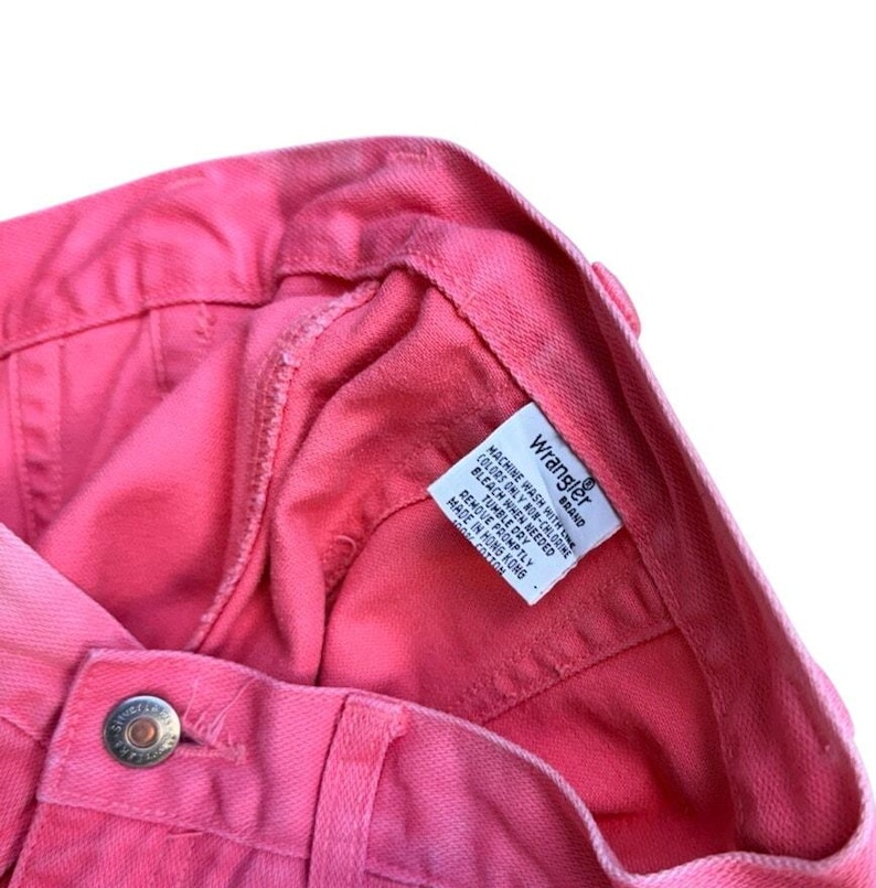 Vintage Wrangler Pink Jeans – High Waisted 100% Cotton Denim – 90s Western Straight Leg Pants Bild 4