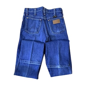 Vintage Wrangler Jeans 27x36 – Made in USA – High Waisted Dark Wash Denim – 80s Straight Leg Western Jeans image 1