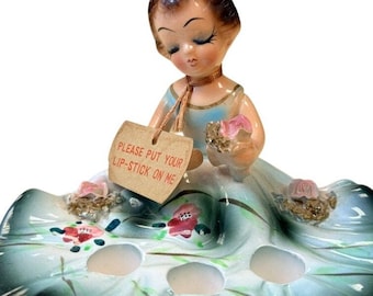 Vintage 50er Jahre Wales Lady Lippenstift Halter – Japan Keramik Kosmetik Organizer