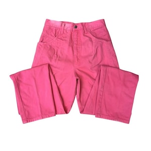 Vintage Wrangler Pink Jeans – High Waisted 100% Cotton Denim – 90s Western Straight Leg Pants Bild 1