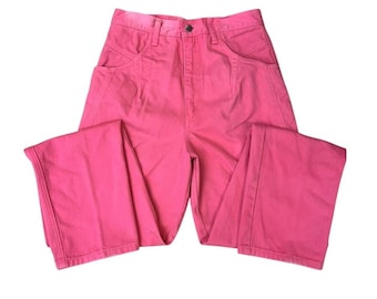 Vintage Wrangler Pink Jeans – High Waisted 100% Cotton Denim – 90s Western Straight Leg Pants