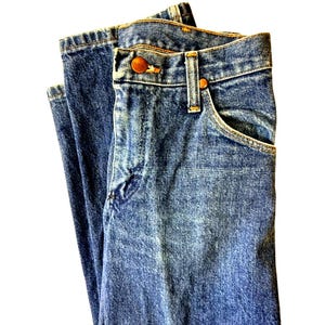 Vintage Wrangler Jeans 27x36 – Made in USA – High Waisted Dark Wash Denim – 80s Straight Leg Western Jeans image 3