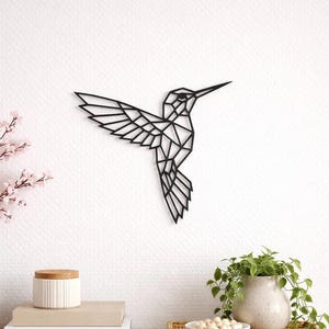 Geometrischer Kolibri Wanddeko - 3D Druck Wandbild Minimalistisch - Low Poly Hummingbird - Modernes Wohndeko Geschenk