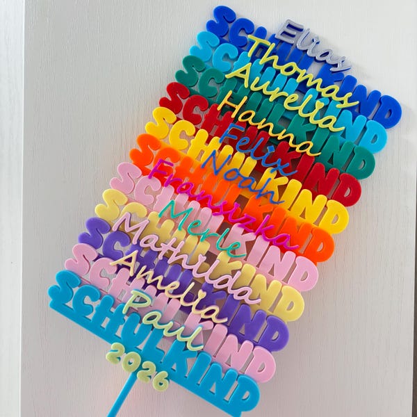 Cake Topper for First Day of School Decoration - Personalized Schoolchild Gift - Back to School Celebration - Cake Decoration with Name