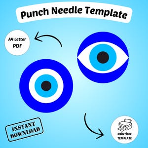Evil Eye Punch Needle Template, Mug Rug Pattern, Beginner PDF (Digital Download)