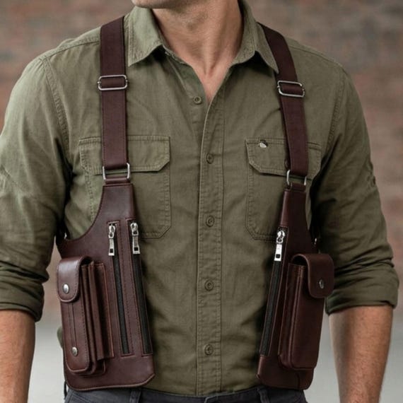 極美品　OLDGAP Tactical Shoulder Bag ブラウン Leather Shoulder Holster Bag, Men's Anti-theft Underarm Wallet