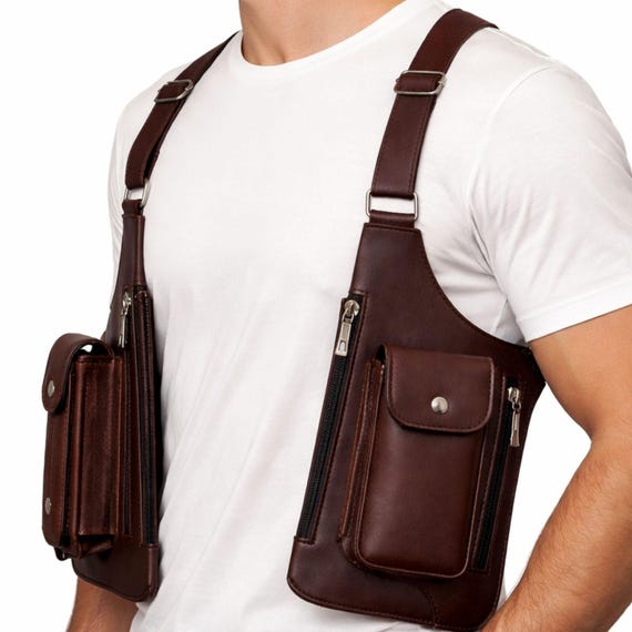 Leather Shoulder Holster Bag, Men's Anti-theft Underarm Wallet