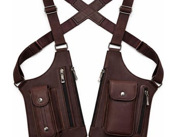 Leather Shoulder Holster Bag, Men's Anti-theft Underarm Wallet
