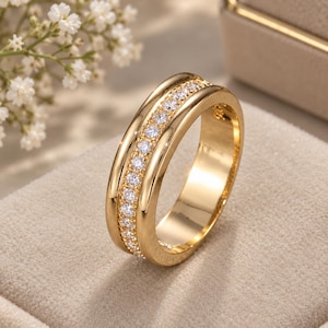 Elegant strassring – Kopparpläterad zirkonarmband, guld och silver för kvinnor