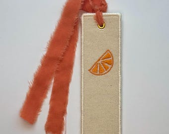 Orange Citrus Embroidered Bookmark