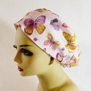 Women Scrub Cap, Stretch Jersey, Butterfly, Nurse Surgical Scrub cap, Soft Head Cover,