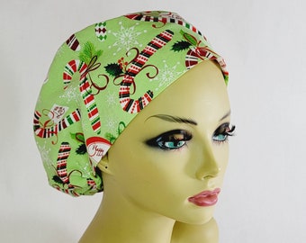 Christmas, Women Scrub Hat, Surgical Cap, Scrub Hat, Nurses Hat, Medical, USA Made