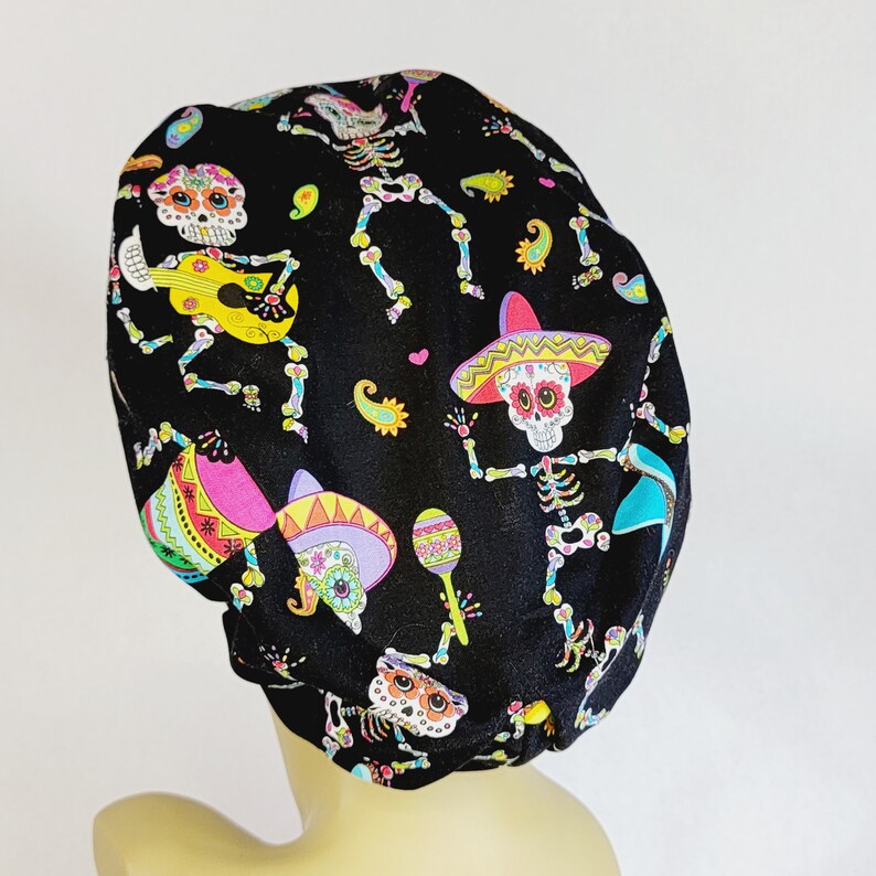 Women Scrub Hat, Dancing Skeletons, Surgical Cap, , Nurses Hat, Medical, USA Made, Scrub Cap for Women image 6