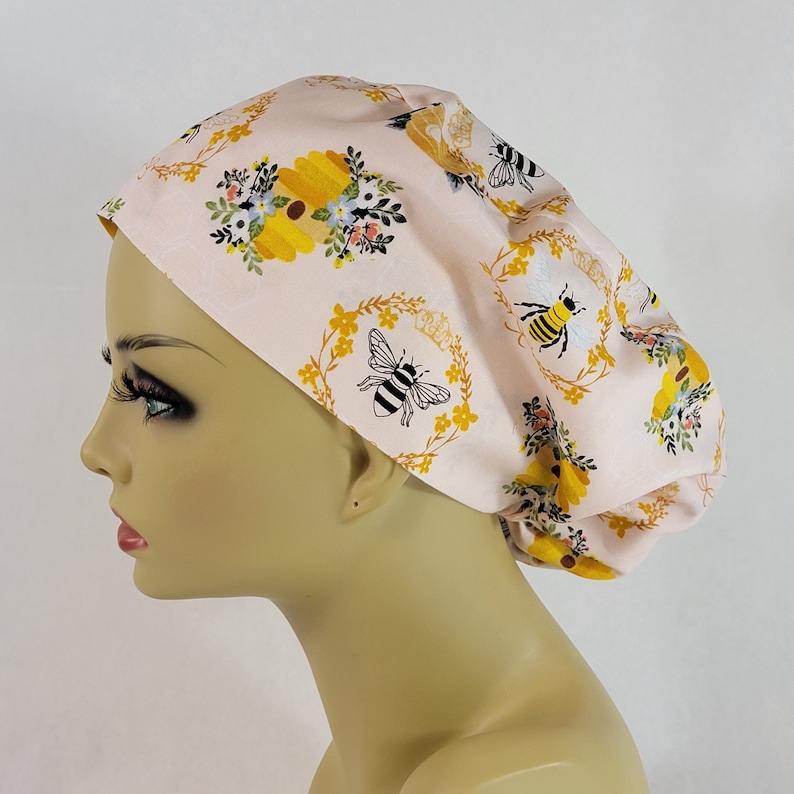 Satin Lined Women Scrub Hat, Honey Bee Surgical Cap, Scrub Hat, Nurses Hat, Medical, USA Made image 7