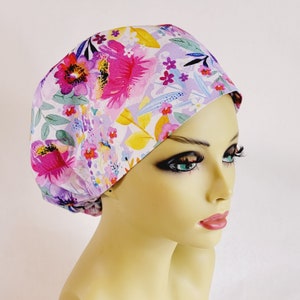 Women Scrub Hat, Surgical Cap, Scrub Hat, Nurses Hat, Floral, Medical, USA Made