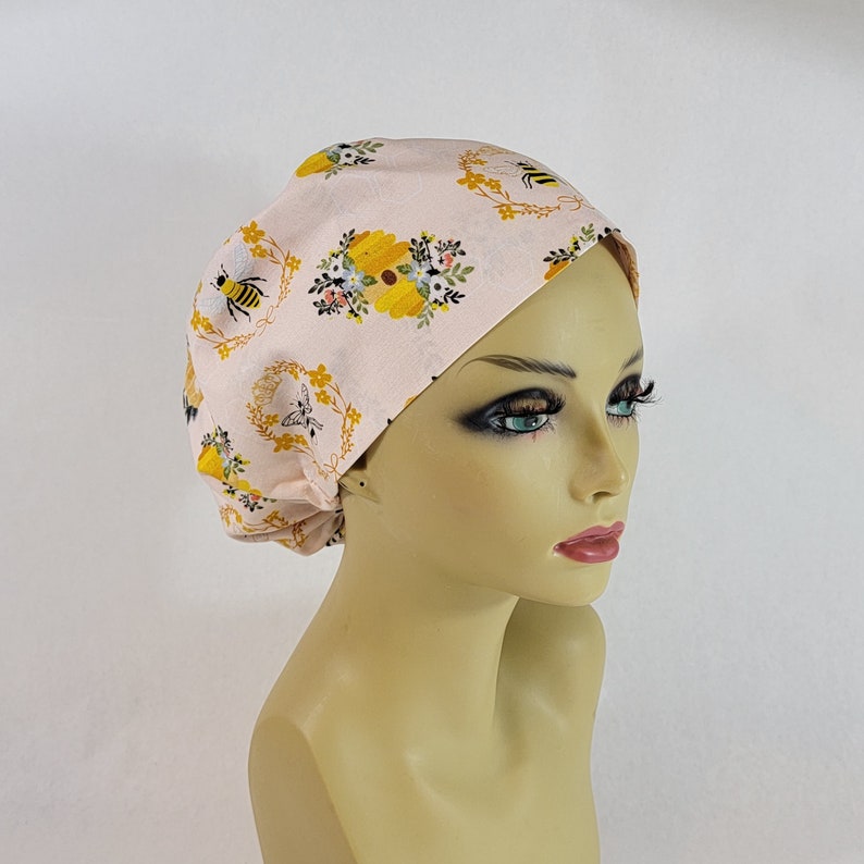 Satin Lined Women Scrub Hat, Honey Bee Surgical Cap, Scrub Hat, Nurses Hat, Medical, USA Made image 3