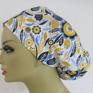 Women Scrub Hat, Surgical Cap, Scrub Hat, Nurses Hat, Medical, Flowers, Floral, USA Made