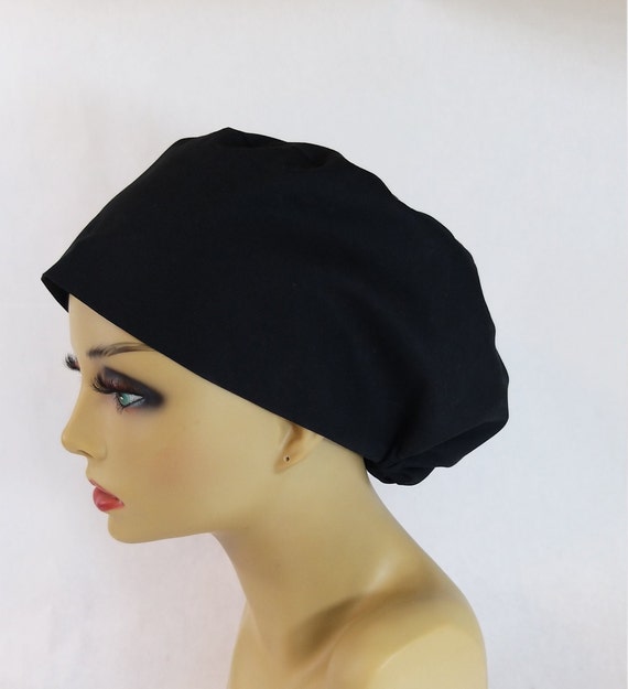 Black Surgical Cap Scrub Hat USA Made 