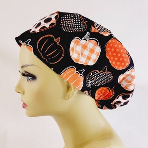Fall Women Scrub Hat, Surgical Cap, Pumpkin  Scrub Hat, Nurses Gift,  USA Made