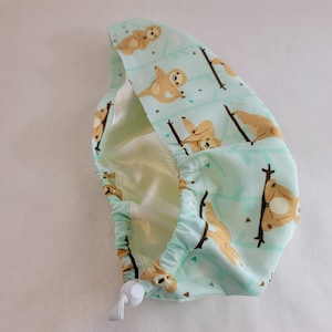 Satin Lined, Sloth, Women Scrub Hat, Surgical Cap, Scrub Hat, Nurses Hat, Medical, USA Made