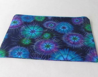 Blue,Purple, Handmade,  Cosmetic Pouch, Makeup bag, Zipper Pouch, Zipper Purse, Coin purse, Pencil Case, Gift For Her