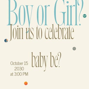 Editable Gender Reveal Invitation Template, Canva Baby Shower Invite