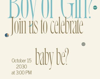 Editable Gender Reveal Invitation Template, Canva Baby Shower Invite