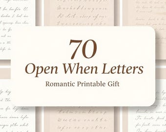 70 Open When Letters Bundle, Printable Love Letters, Romantic Gift for Him or Her, Long Distance Relationship Gift, Instant Download