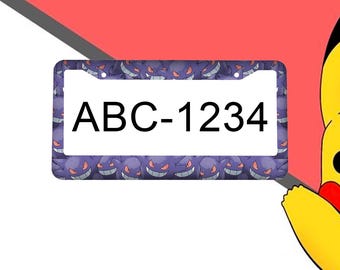 Gengar License Plate Frame | Purple Anime Ghost Monster Car Accessories | Spooky Cute Auto Decor | Japanese Anime Car Tag | Gift for Him Her