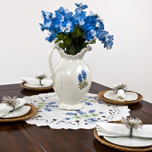 Beautiful Blue Bonnet Table Linens Doilies/Runners/Table Toppers, Fireplace Mantle Scarfs and Window Valances image 1