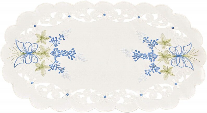 Beautiful Blue Bonnet Table Linens Doilies/Runners/Table Toppers, Fireplace Mantle Scarfs and Window Valances 12 X 18 Place Mat inches