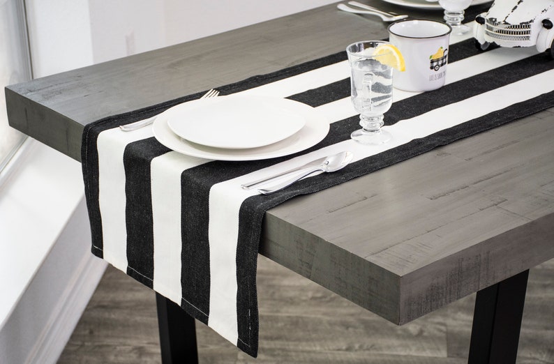Farmhouse Black and White Cotton Table Runner Placemat - Etsy