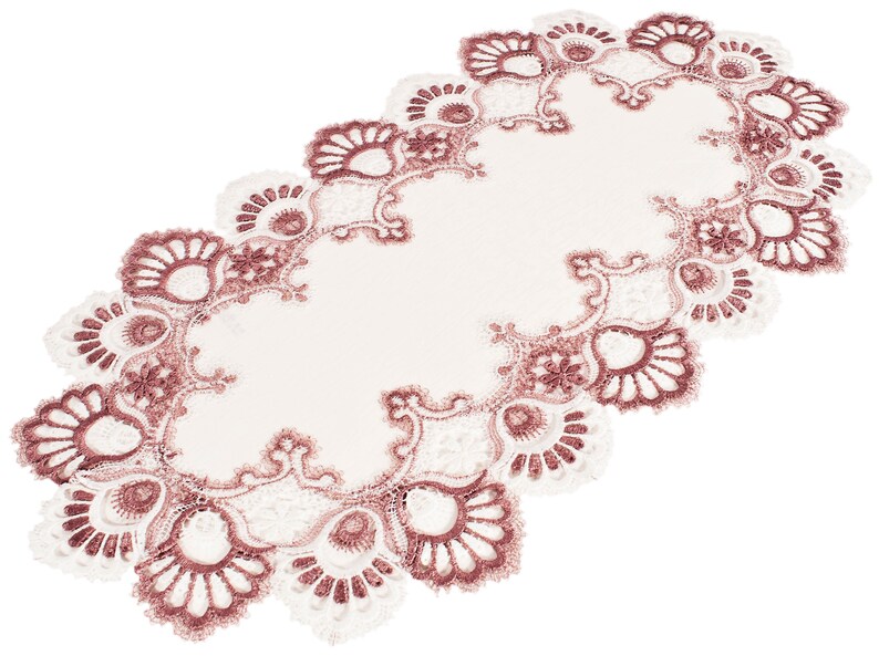 Antique Mauve/Purple Lace on White Table Linens Doily Place Etsy