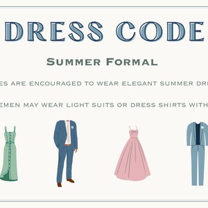 Editable Wedding Dress Code Template - Etsy