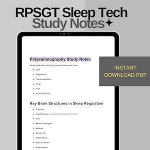 22 page RPSGT Study Guide | Polysomnography Sleep Tech Notes (PDF Download)