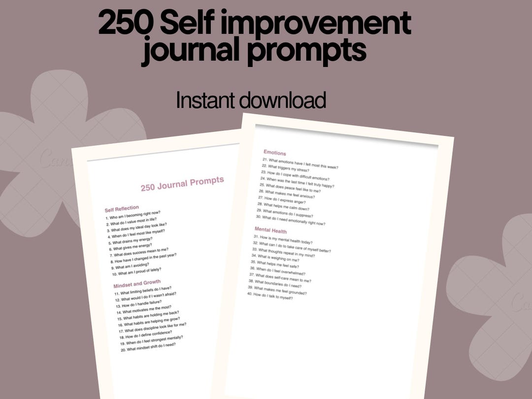 250 Self Improvement Journal Prompts for Personal Growth, Mindfulness ...