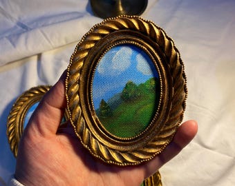 Pintura acrílica de naturaleza - Arte mural floral texturizado, pequeña decoración vintage