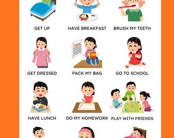 Tabla de rutinas diarias para niños: mañana, después de la escuela y noche (inglés, criollo, español, francés) (PDF)