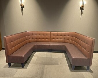 U-Shaped Button Tufted Booth, Commercial Restaurant Nightclub Seating Bench