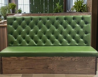 Custom Commercial Restaurant Booth - Button-Tufted Vinyl Banquette Seating for Café, Diner or Bar  Made to Order Seating, professional Grade