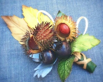 Groom Flowers - Blueberry Boutonniere - One of a Kind - Artificial Silk Wedding Flowers - Blue Berry Buttonhole